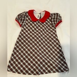 Plaid Kids Dress with Red Collar